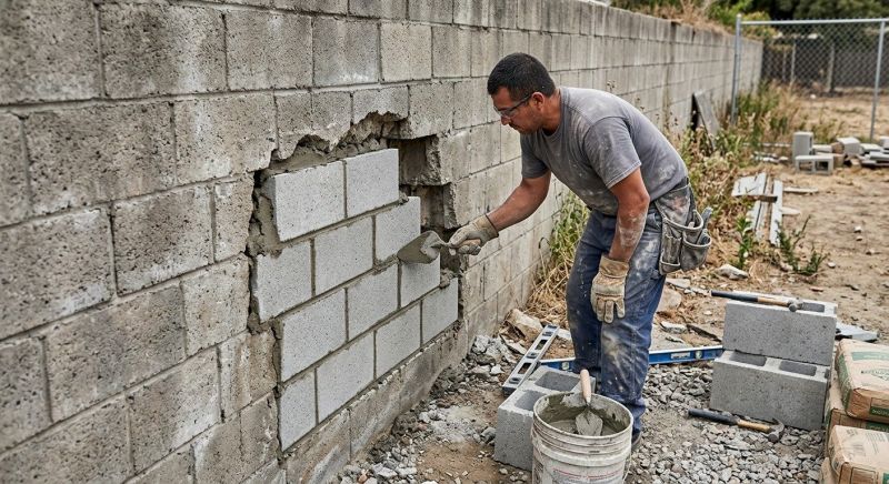 Block Wall Repair in Highlands, TX